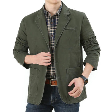 Riolio Men's Business Jackets for Suits Autumn Men's Casual Denim Jackets Executive Jackets Men's Pure Cotton Washed Denim Jackets